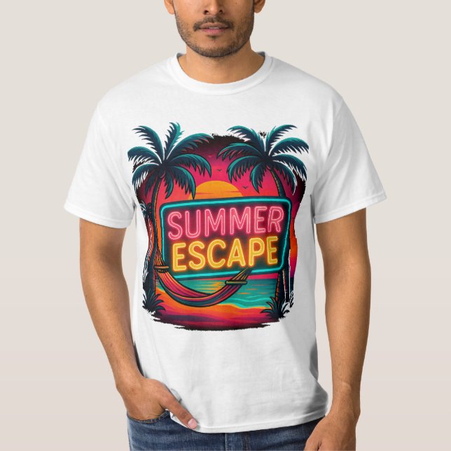 T-shirt Évasion estivale sans fin - Aventure Sunset Rétro (Devant)
