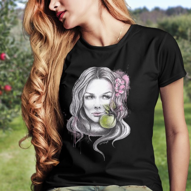 T-shirt Eve et Apple Portrait Femme Serpent Dessin (Créateur téléchargé)