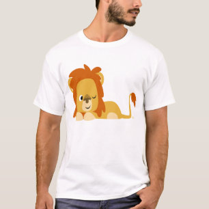 T-shirt éveillé mignon de lion de bande dessiné