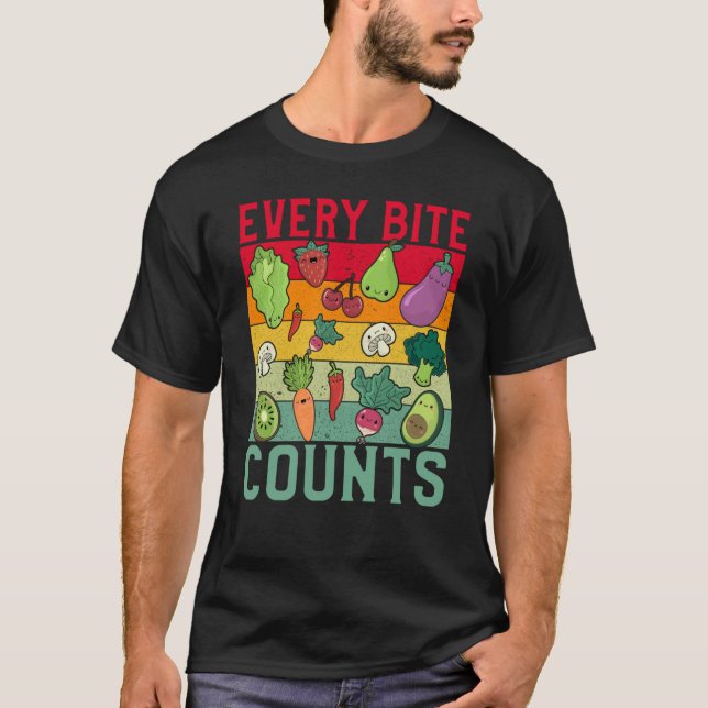 T-shirt Every Bite counts Vegan Vegan Saying (Devant)