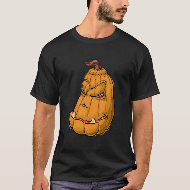 T-shirt "Evil Grin Pumpkin – Halloween Cartoon Monster" (Devant)