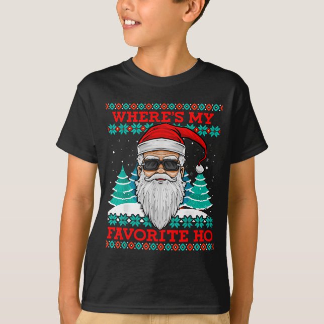 T-shirt Evil Santa Where's My Favorite Ho Funny Ugly Chris (Devant)