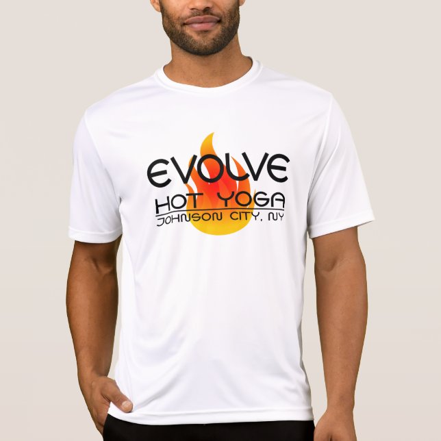T-shirt Évoluez le yoga chaud JC et OM (Devant)