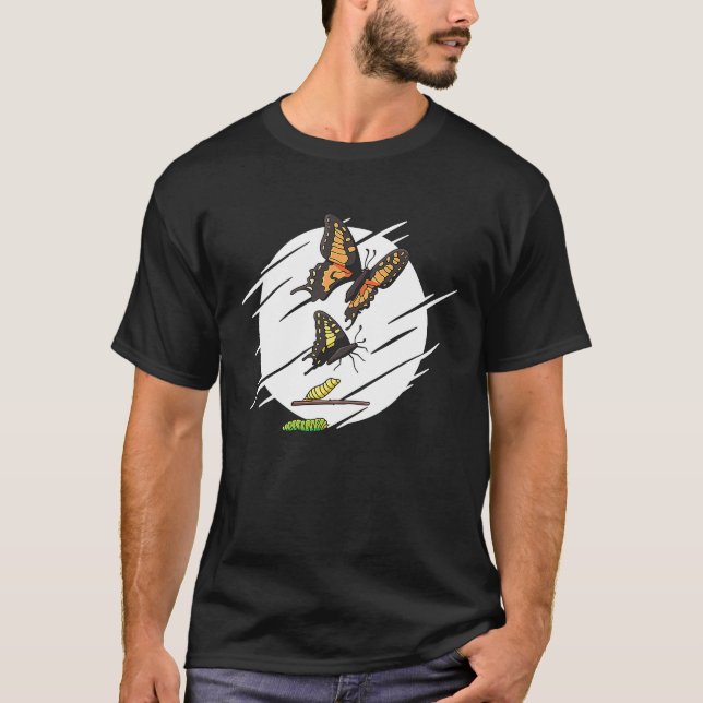 T-shirt Évolution chenille papillon monarque (Devant)
