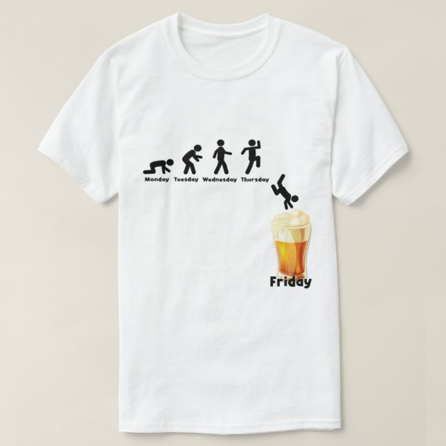 T-shirt Évolution de la semaine Bière Fête du vendredi Boi (Design devant)