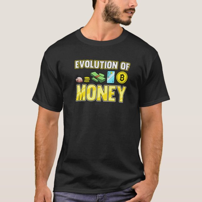 T-shirt Évolution de l'argent Bitcoin Crypto Histoire Drôl (Devant)