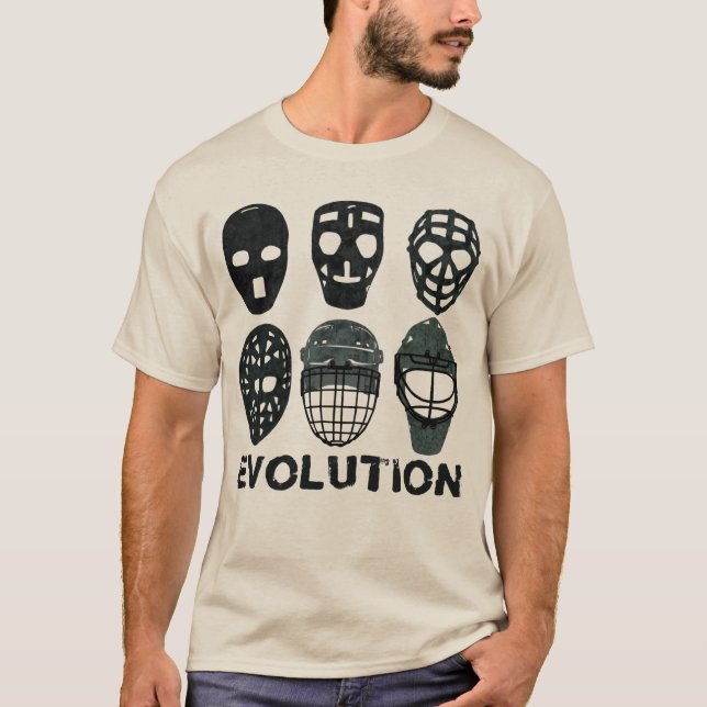 T-shirt Évolution de masque de gardien de but d'hockey (Devant)