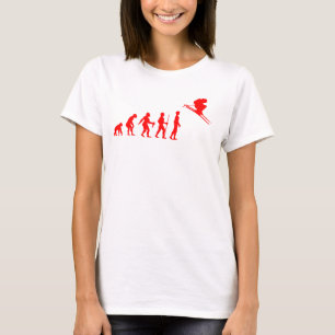T-shirt Évolution drôle de l'humain en skieur