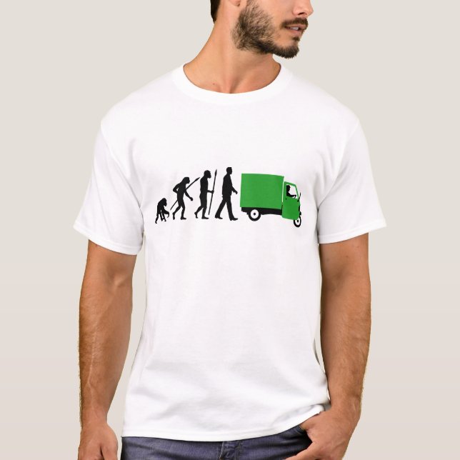 T-shirt Evolution of man Piaggio Singe mini transporteur (Devant)