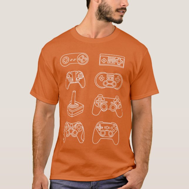 T-shirt Evolution of Video Game Controllers Geek Nerd Game (Devant)