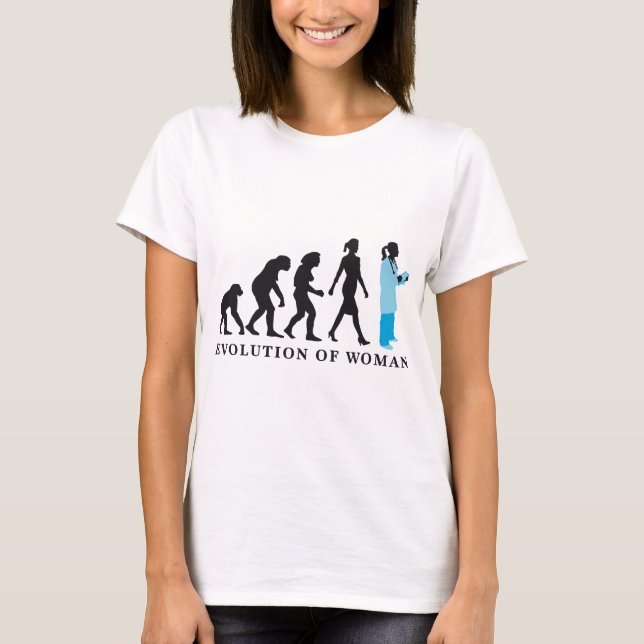 T-shirt evolution of womale female doctor (Devant)