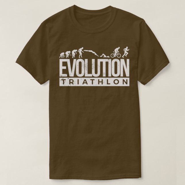 T-shirt Evolution Triathlon Funny Triathlon imprimé Cavema (Design devant)