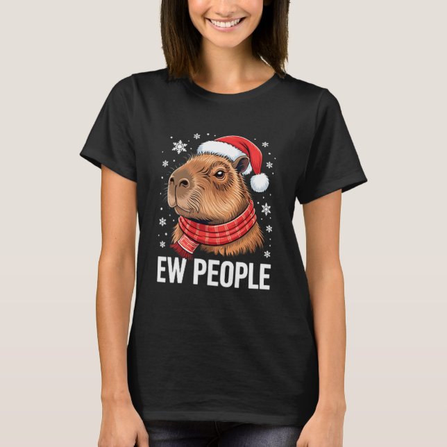 T-shirt Ew People Capybara Christmas Funny Introvert Holid (Devant)