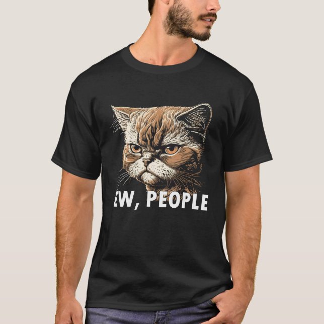 T-shirt Ew People  Cat Introvert Cat  Graphic (Devant)