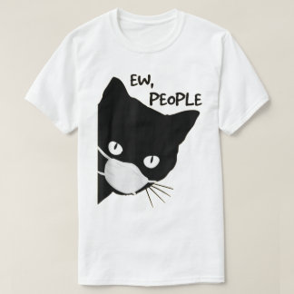 T-shirt Ew People Masked Black Cat Design