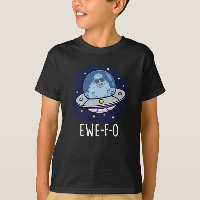T-shirt Ewe-F-O Funny UFO Pun Dark BG (Devant)