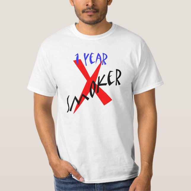 T-shirt Ex-fumeur de rouge de 1 an (Devant)