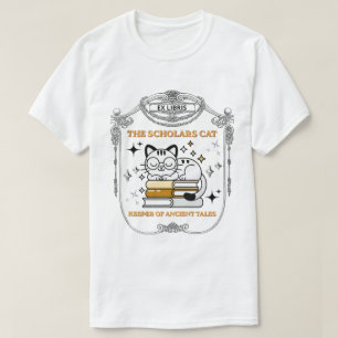 T-shirt Ex Libris Chat Scolaire Dark Academia Vintage Book