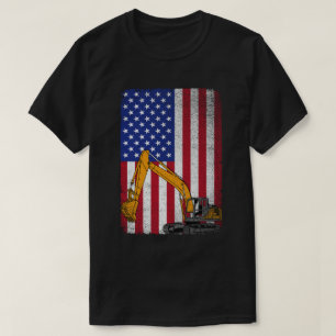 T-shirt Excavateur d'équipement lourd du drapeau américain