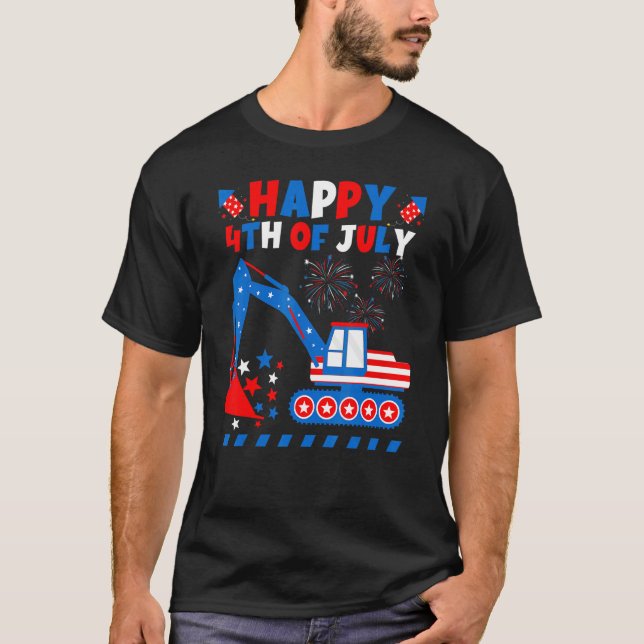 T-shirt Excavateur patriotique avec drapeau américain Joye (Devant)