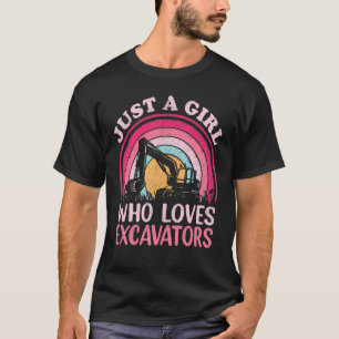 T-shirt Excavateur Vintage juste une fille qui aime Excava
