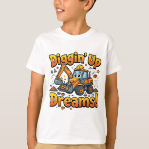 T-shirt Excavatrice Mignonne "Creuser des Rêves"