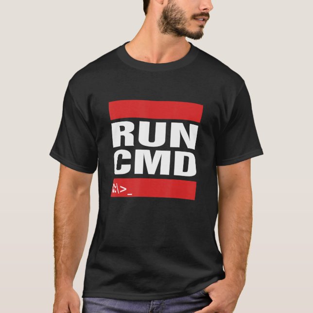 T-shirt Exécuter CMD Computer Programming Coder Tech Geeky (Devant)