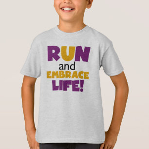 T-shirt Exécuter Embrasser la vie violet jaune