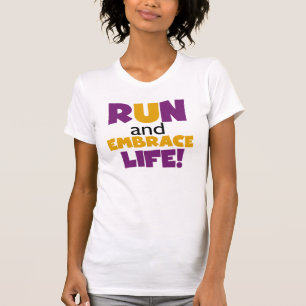 T-shirt Exécuter Embrasser la vie violet jaune