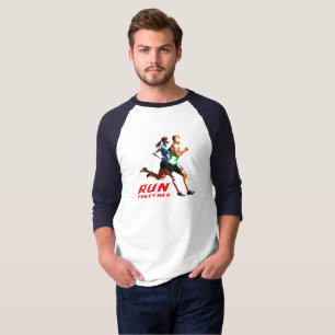 T-shirt Exécuter ensemble Raglan à manches 3/4 hommes