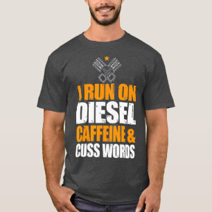 T-shirt Exécuter Sur Diesel Caffeine Cuss Mots urbo Diese