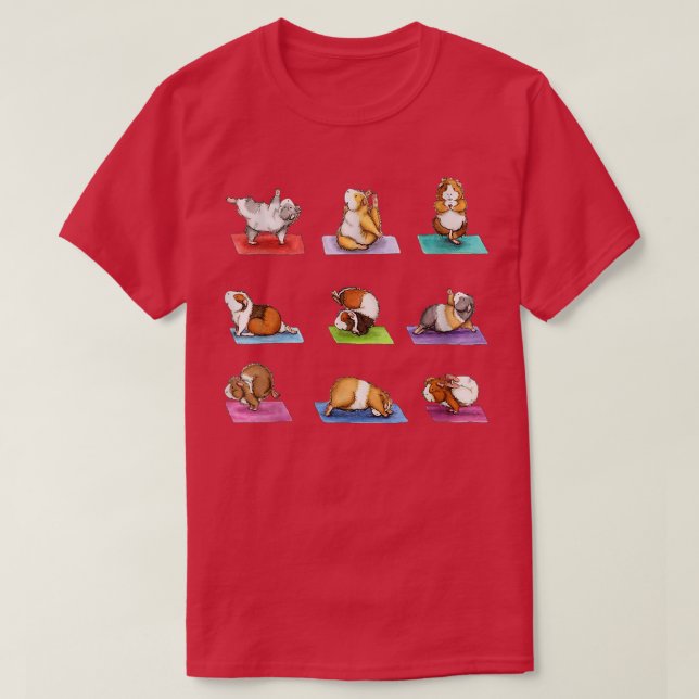 T-shirt Exercice de position de yoga de porc de Guinée (Design devant)