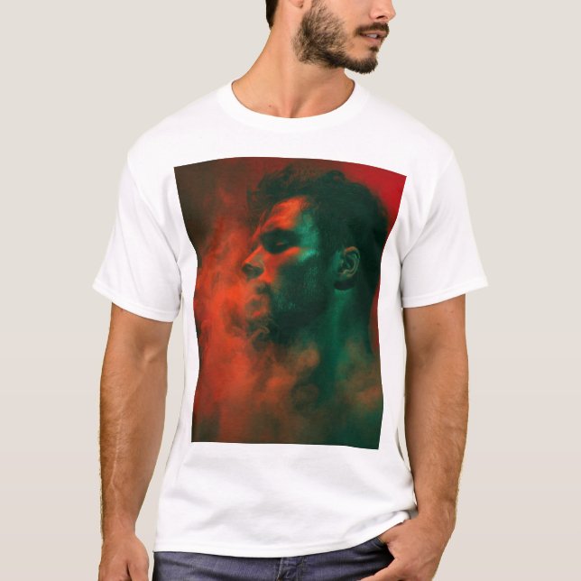 T-shirt Exhale in Crimson – Red and Green (Devant)
