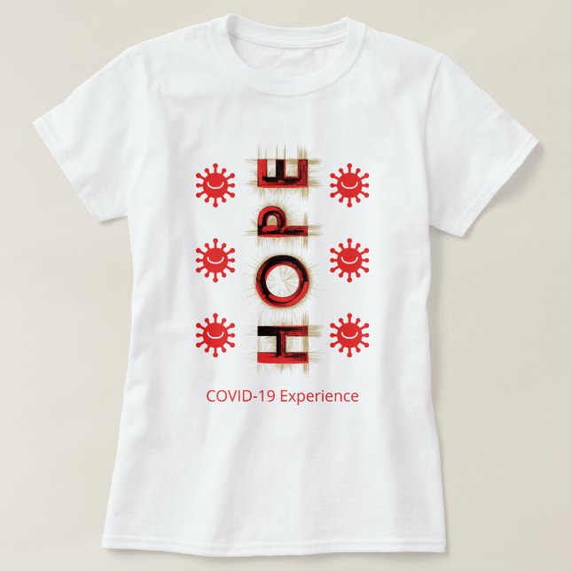 T-shirt Expérience COVID-19 - Espoir, Rouge, Virus sourian (Design devant)