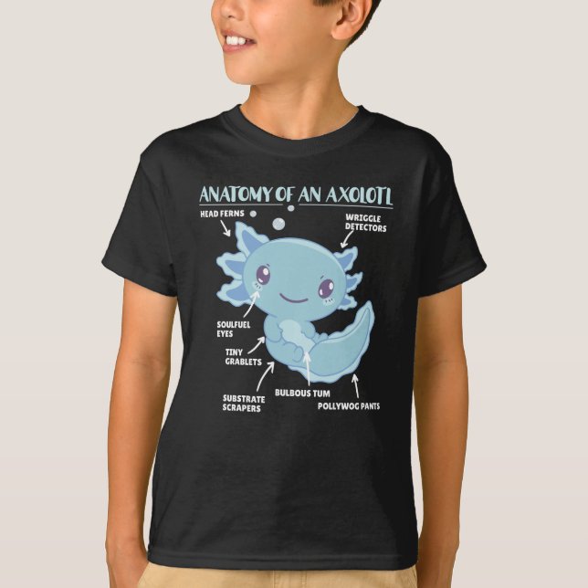 T-shirt Explication Axolotl Anatomie D'Un Axolotl (Devant)