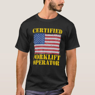 T-shirt Exploitant de chariots élévateurs à drapeau améric