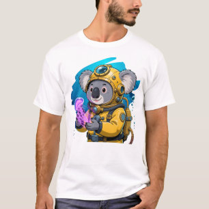 T-shirt Explorateur de dessin animé mignon Koala Deep Sea
