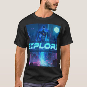 T-shirt EXPLORER - Cyberpunk Android Ville Sci-Fi Néon Tec