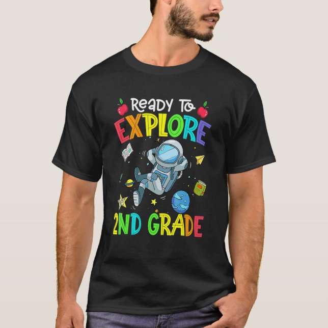 T-shirt Explorez La 2e Année Retour À L'École Astronaut Es (Devant)