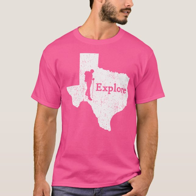 T-shirt Explorez Texas State Map Mountain Randonnée Shirt (Devant)