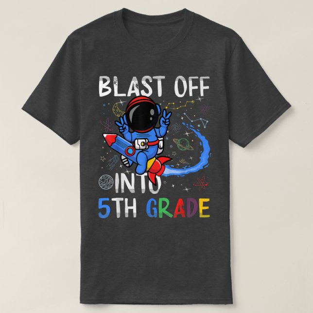 T-shirt Exploser En 5e Année Premier Jour De L'Espace Scol (Design devant)