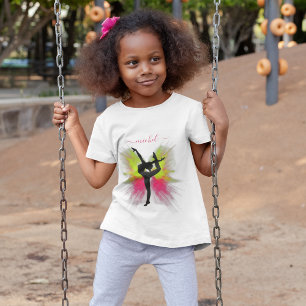 T-Shirt Explosion rose et verte en poudre Gymnastique fémi