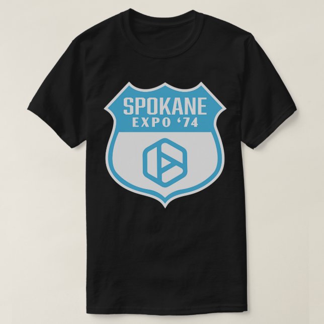 T-shirt Expo 74 Worlds Spokane Fair Retro Shield Blue (Design devant)