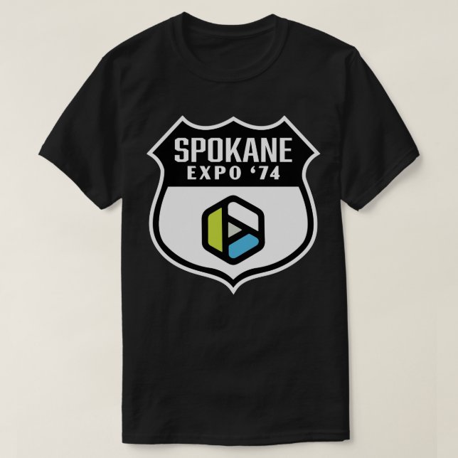 T-shirt Expo 74 Worlds Spokane Fair Retro Shield Multicolo (Design devant)