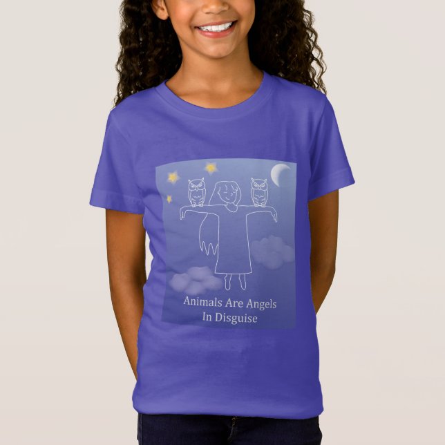 T-Shirt Express Fuzzy® Chouette Ange Enfant Violet (Devant)