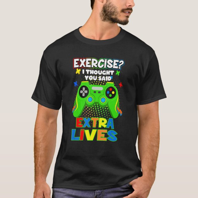 T-shirt Extra Lives Video Game Controller Retro Gamer Boys (Devant)