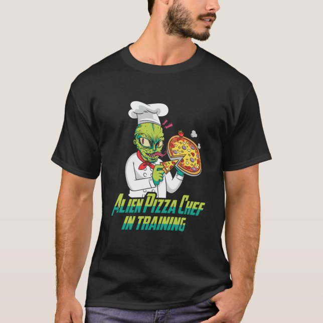 T-shirt Extraterrestrial Saucer Ufo Paranormal Alien Pizza (Devant)