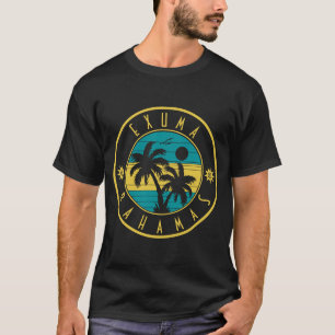 T-shirt Exuma Bahamas Îles Palm Rétro Arbres Souvenirs