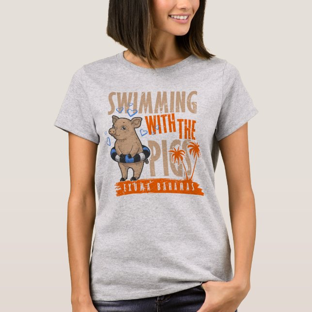 T-shirt Exuma Swimming Pig Bahamas Vacances Bahamas Cruise (Devant)