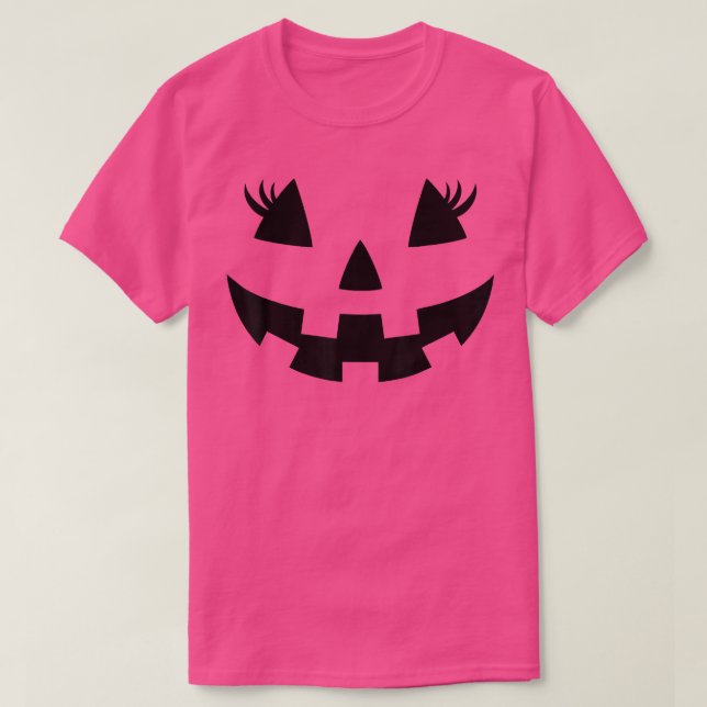 T-shirt Eyelashes Jack-o'-lantern Face Citrouille Hallowen (Design devant)